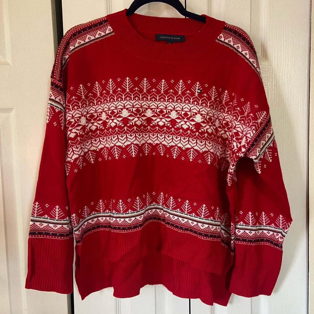 Tommy Hilfiger Red and White Holiday Sweater, Women’s size M